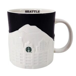 Starbucks Collector Series Seattle City Skyline 3D Relief Coffee Mug 2012 Black